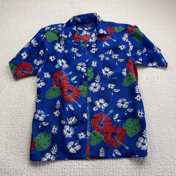 Lot x5 Bulk VTG Hawaii Floral Button Shirt Men L/XL Boats Palms Tree Party Read - Picture 8 of 15